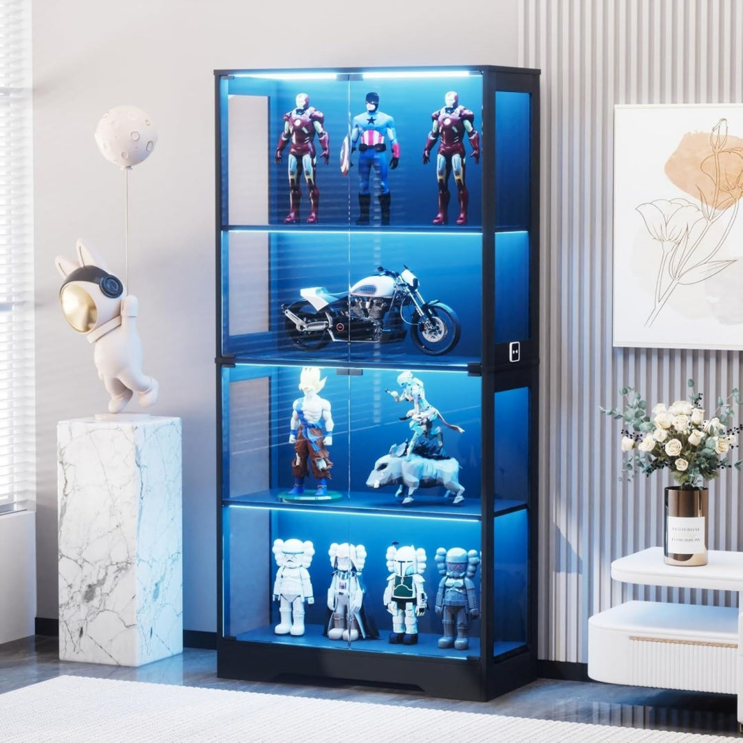 Vitrine en verre, gris clair style epure