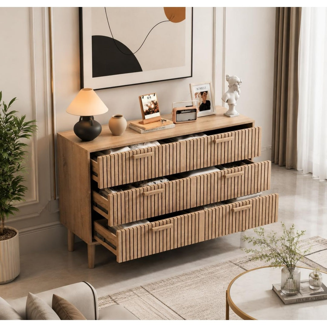 Commode finition mate beige contemporaine