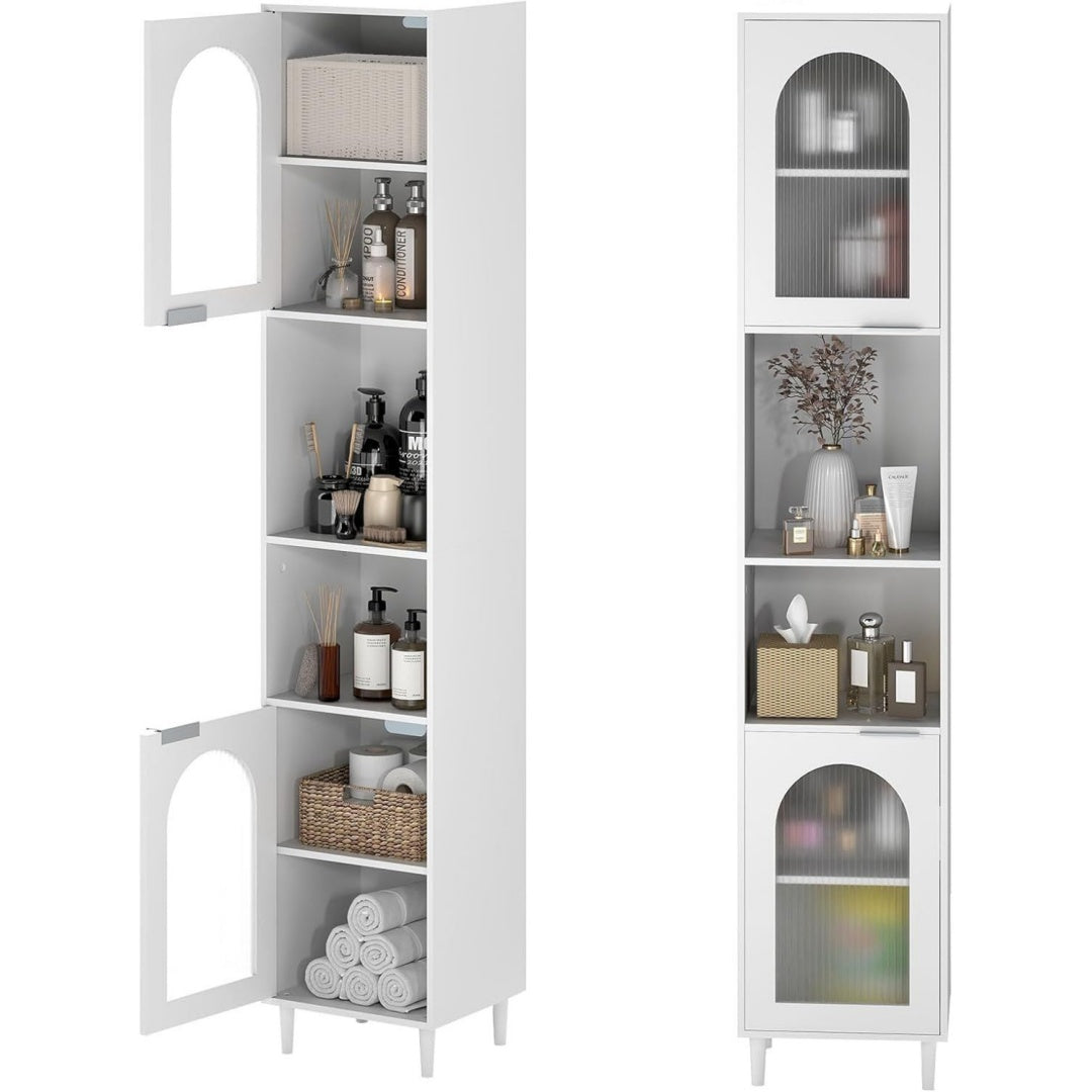 Gris clair colonne de rangement avec plateau en verre trempe design moderne