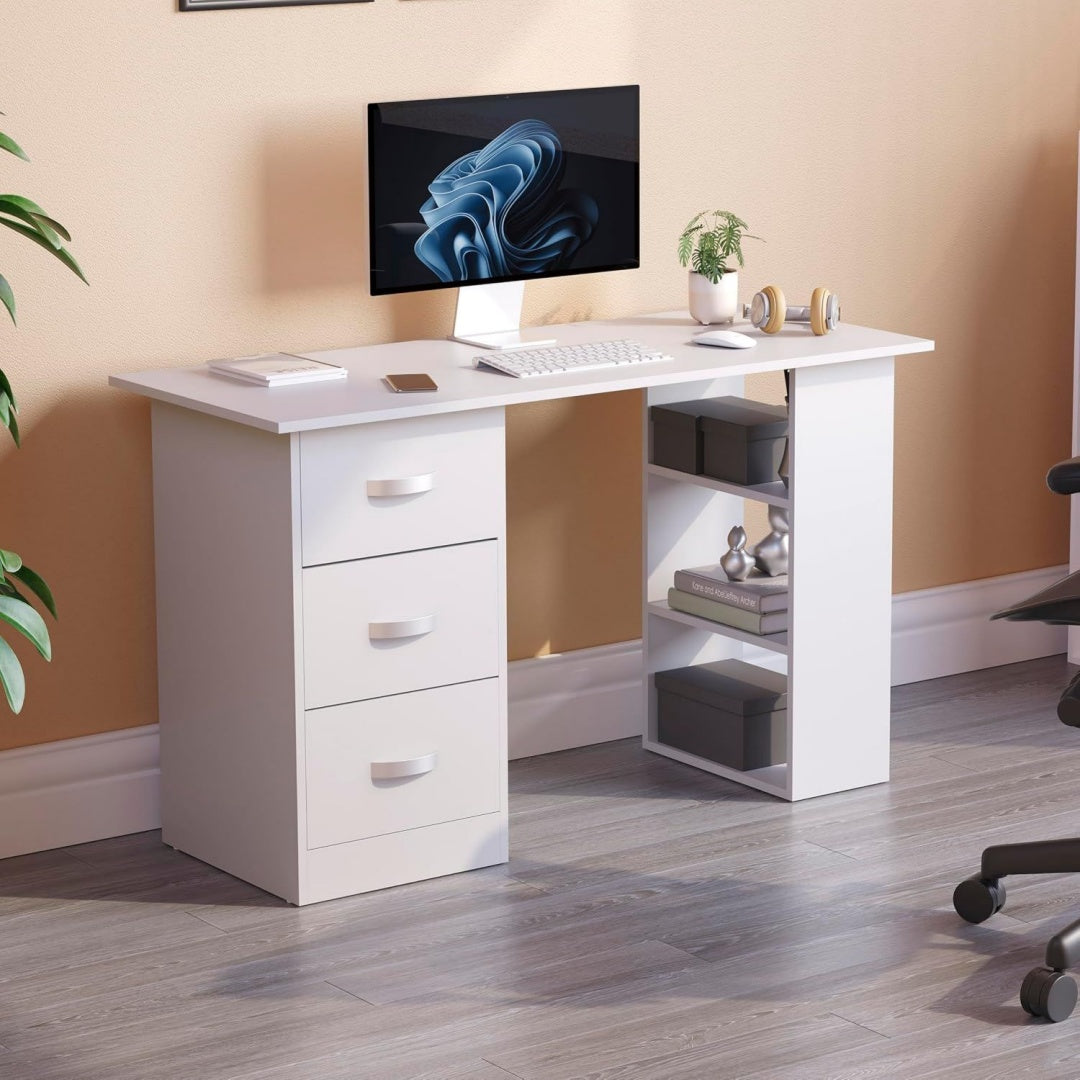 Gris bureau d'ordinateur 3 tiroirs esprit rustique