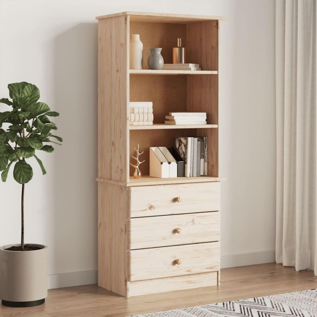 Bibliotheque rustique en bois massif et bois de pin pratique