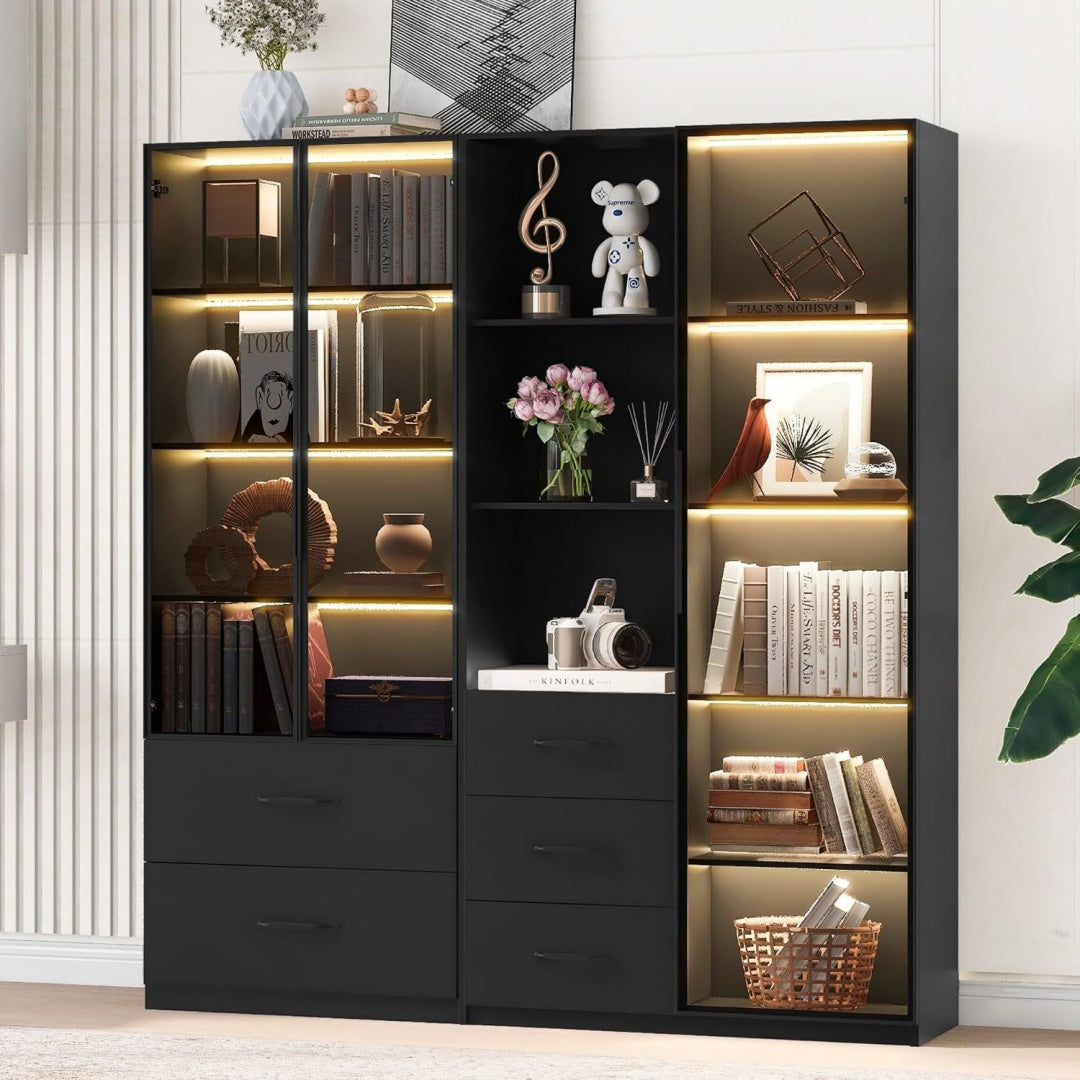 Armoire gris avec eclairage LED pour la cuisine