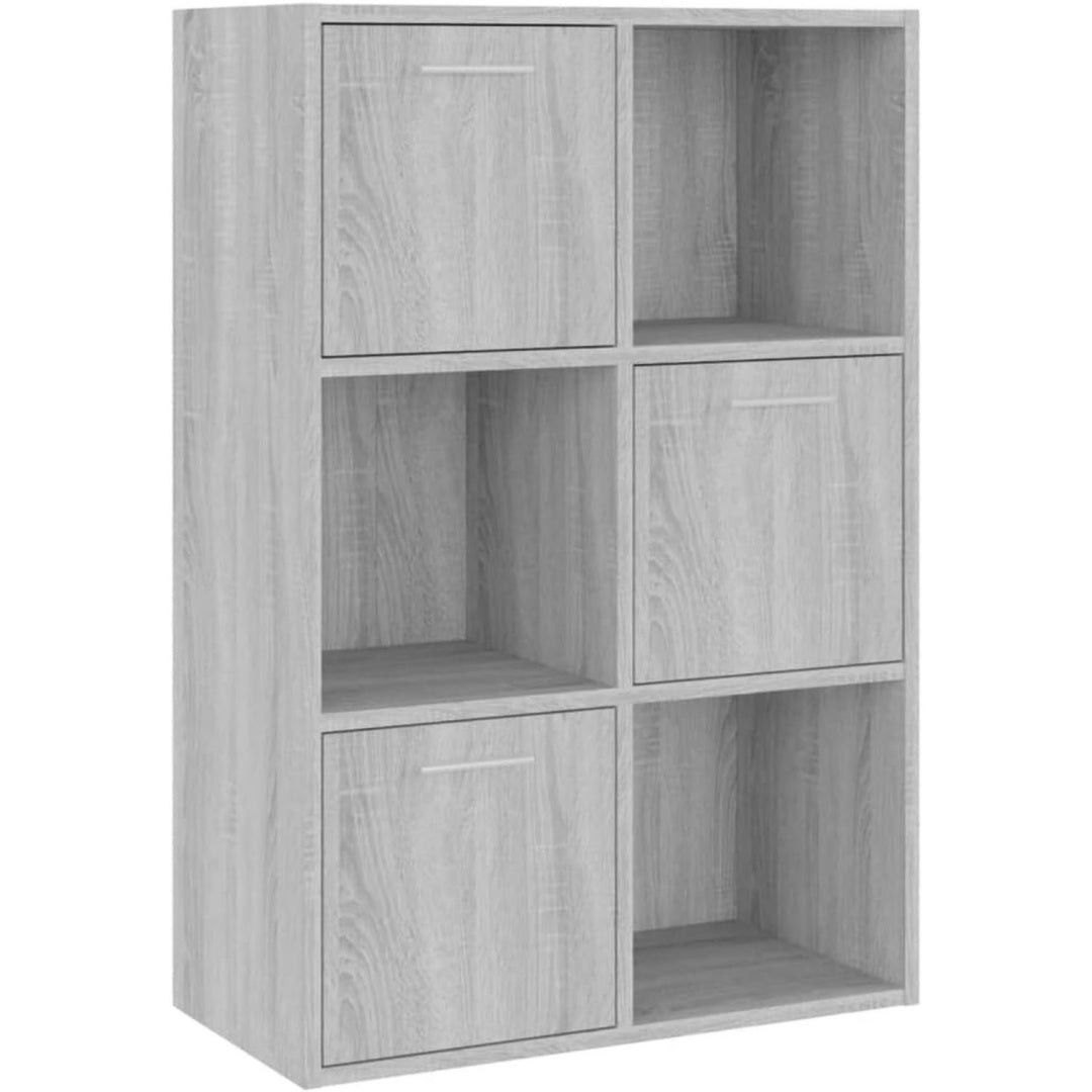 etagere de rangement gris 90 cm, 3 etageres et a 3 portes