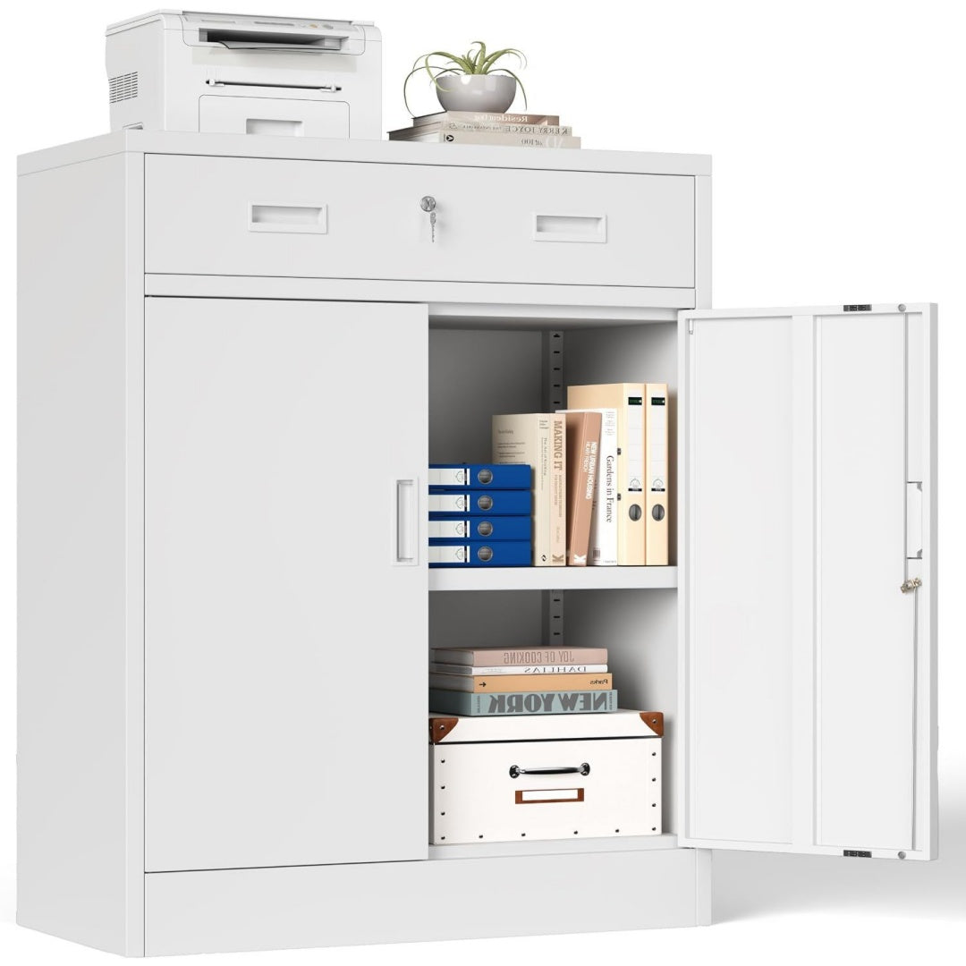 Armoire gris clair 2 portes et 1 tiroir