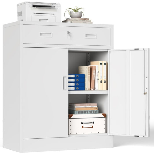 Armoire gris clair 2 portes et 1 tiroir