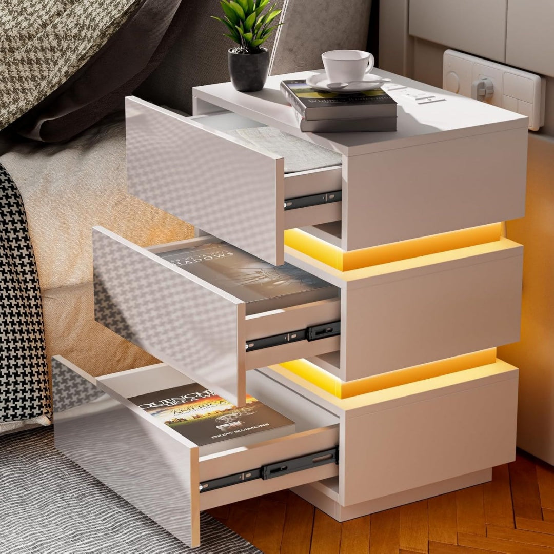 Table d appoint marron 3 tiroirs industrielle