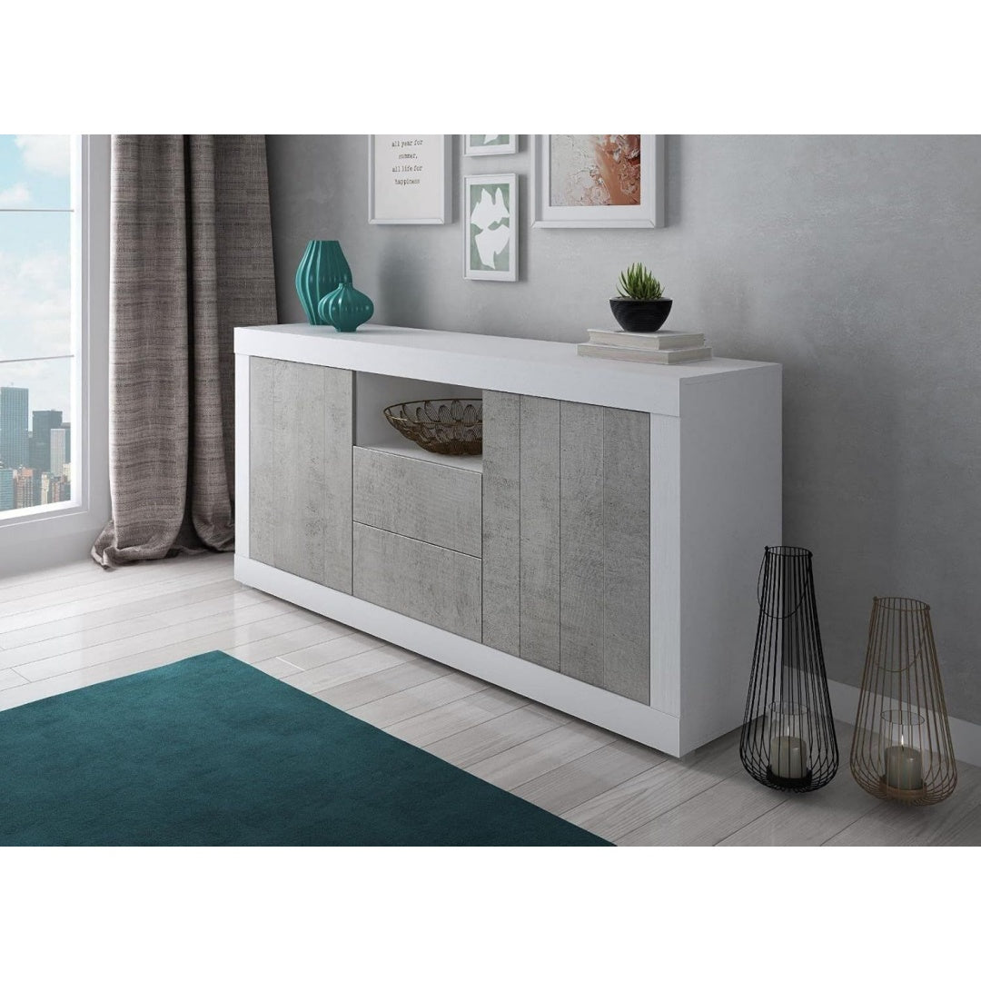 Gris buffet gain de place 2 portes et 4 etageres