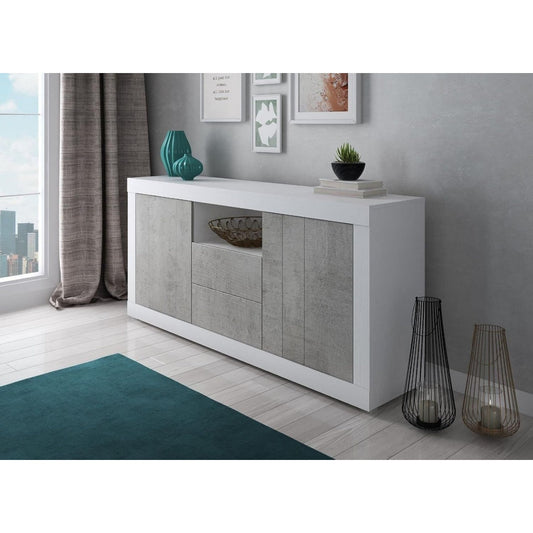 Gris buffet gain de place 2 portes et 4 etageres