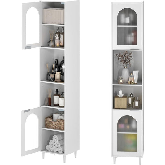 Gris clair colonne de rangement avec plateau en verre trempe design moderne