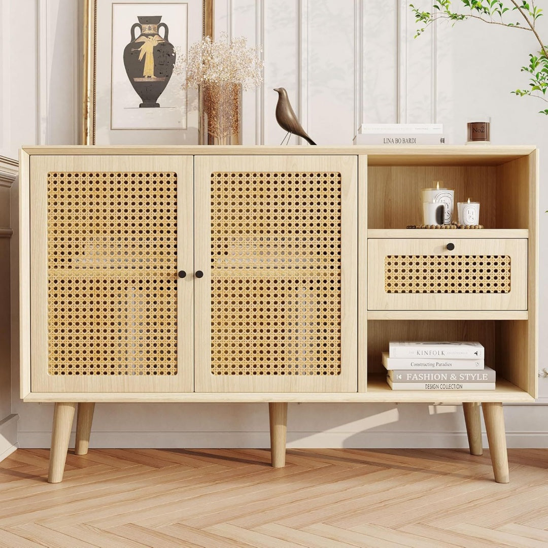 Enfilade marron, 120 x 40 x 80cm rotin allure contemporaine