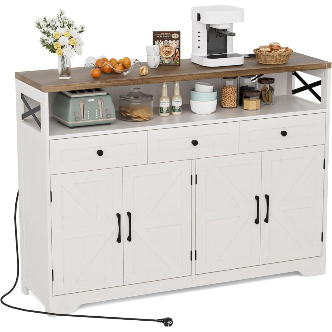 Gris clair buffet 130 x 35 x 95 cm esprit rustique