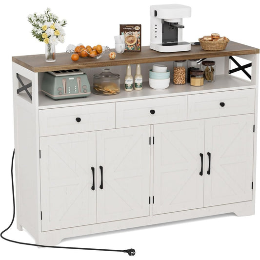 Gris clair buffet 130 x 35 x 95 cm esprit rustique