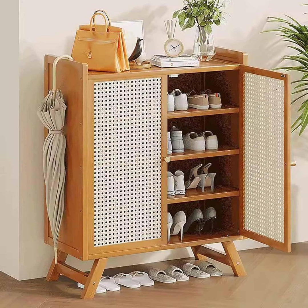 Armoire a chaussures boheme en rotin pratique