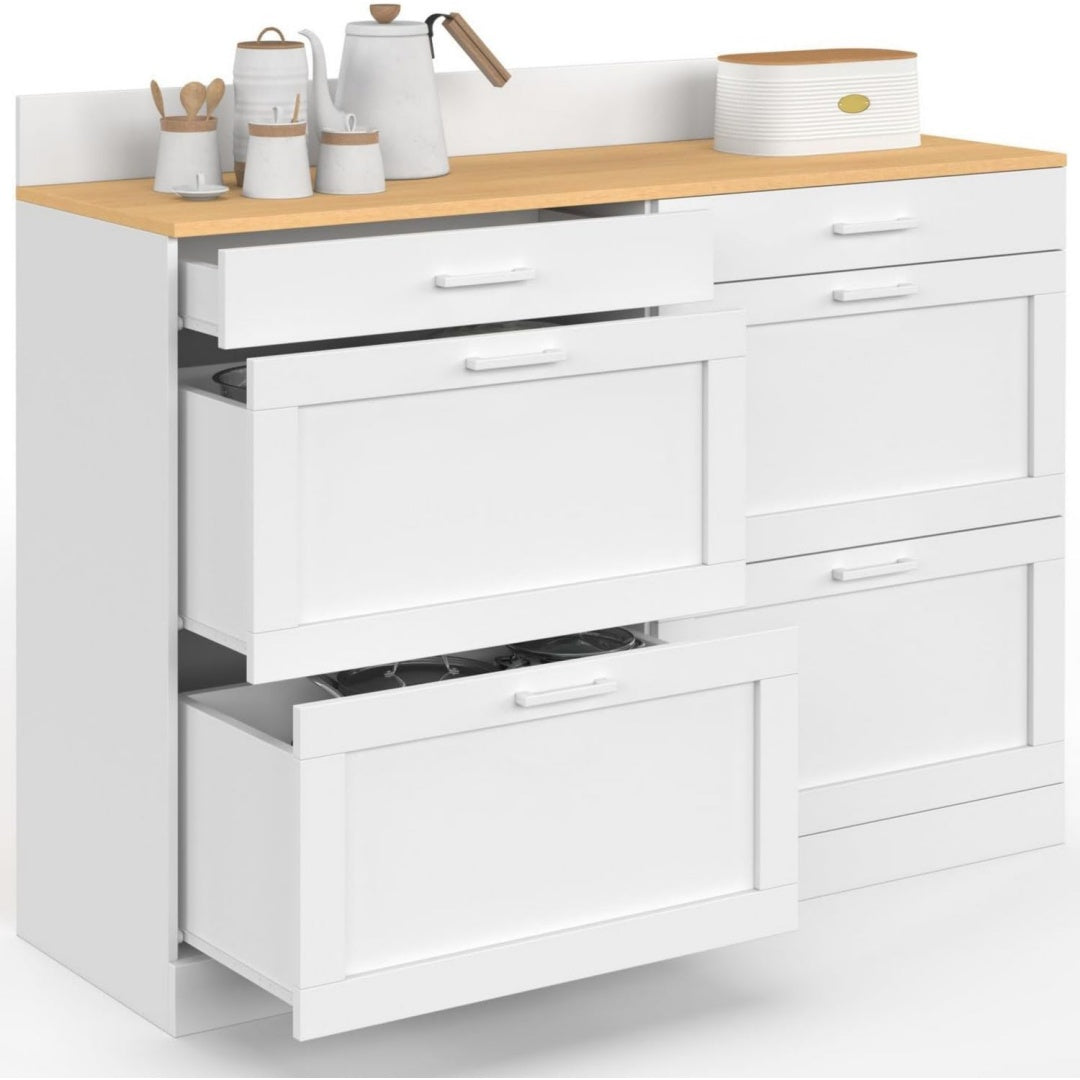 Credence gris clair 120 cm, de rangement compact