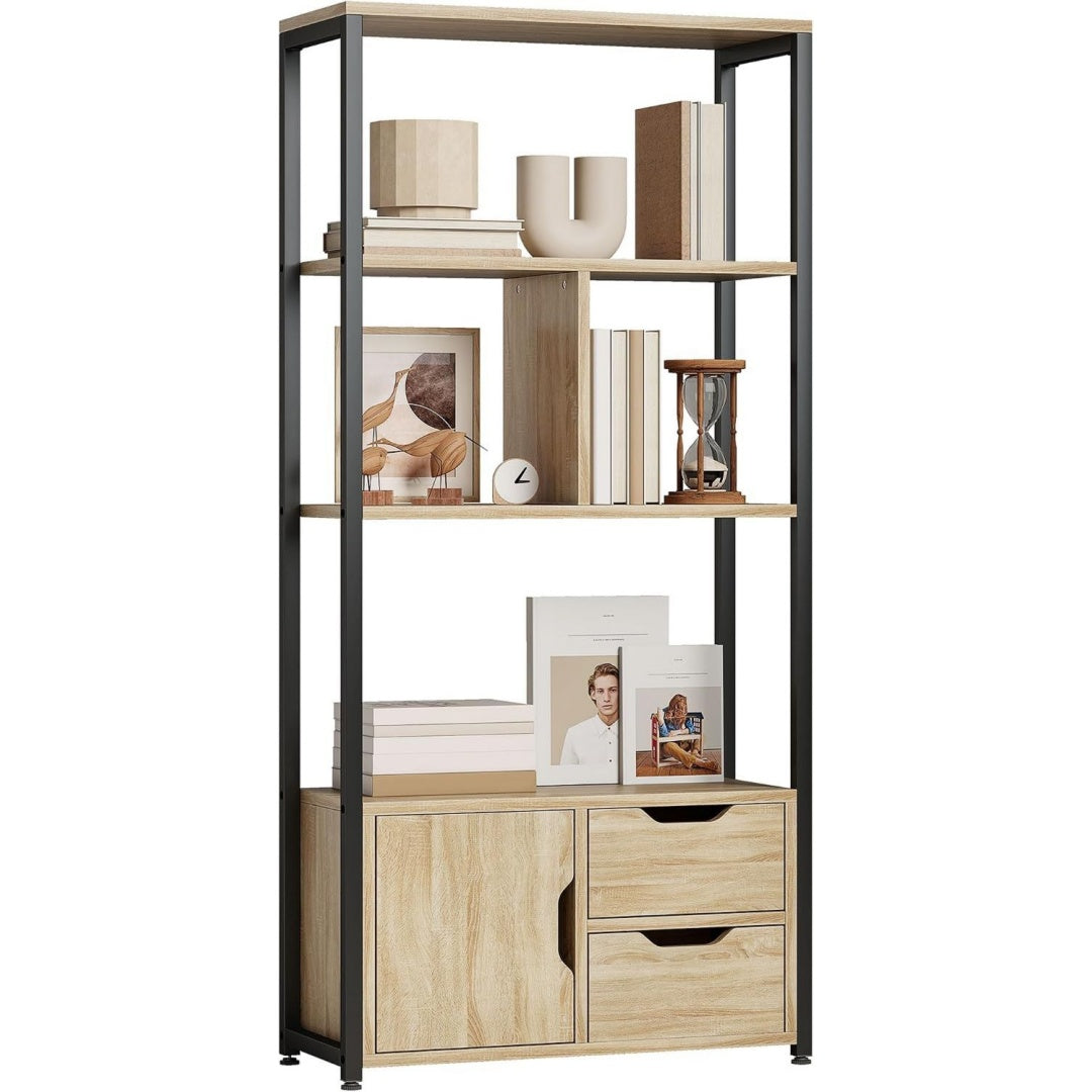 Colonne de rangement beige, bois style industriel