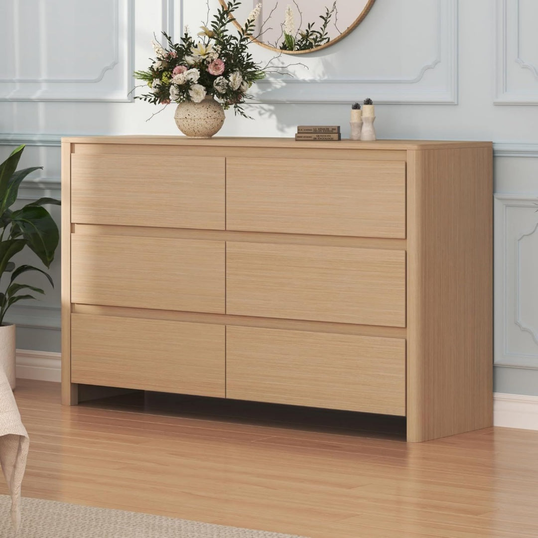 Commode marron avec 6 tiroirs 120 x 39 x 77 cm
