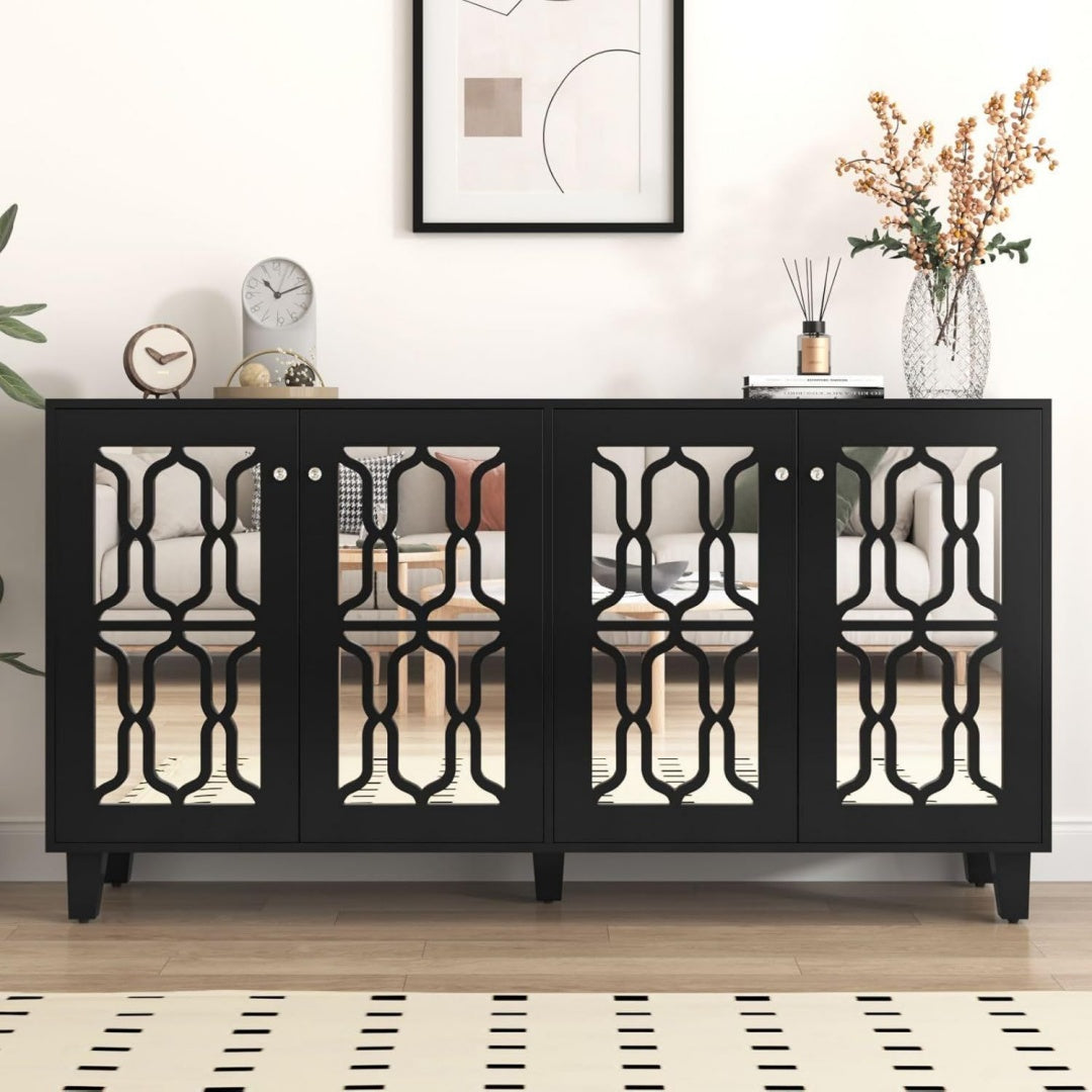 Buffet design moderne gris 160 x 40 x 84 cm