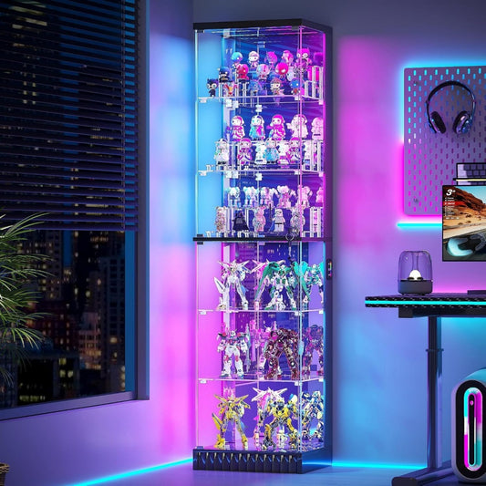 Vitrine en verre noir, etageres modulables