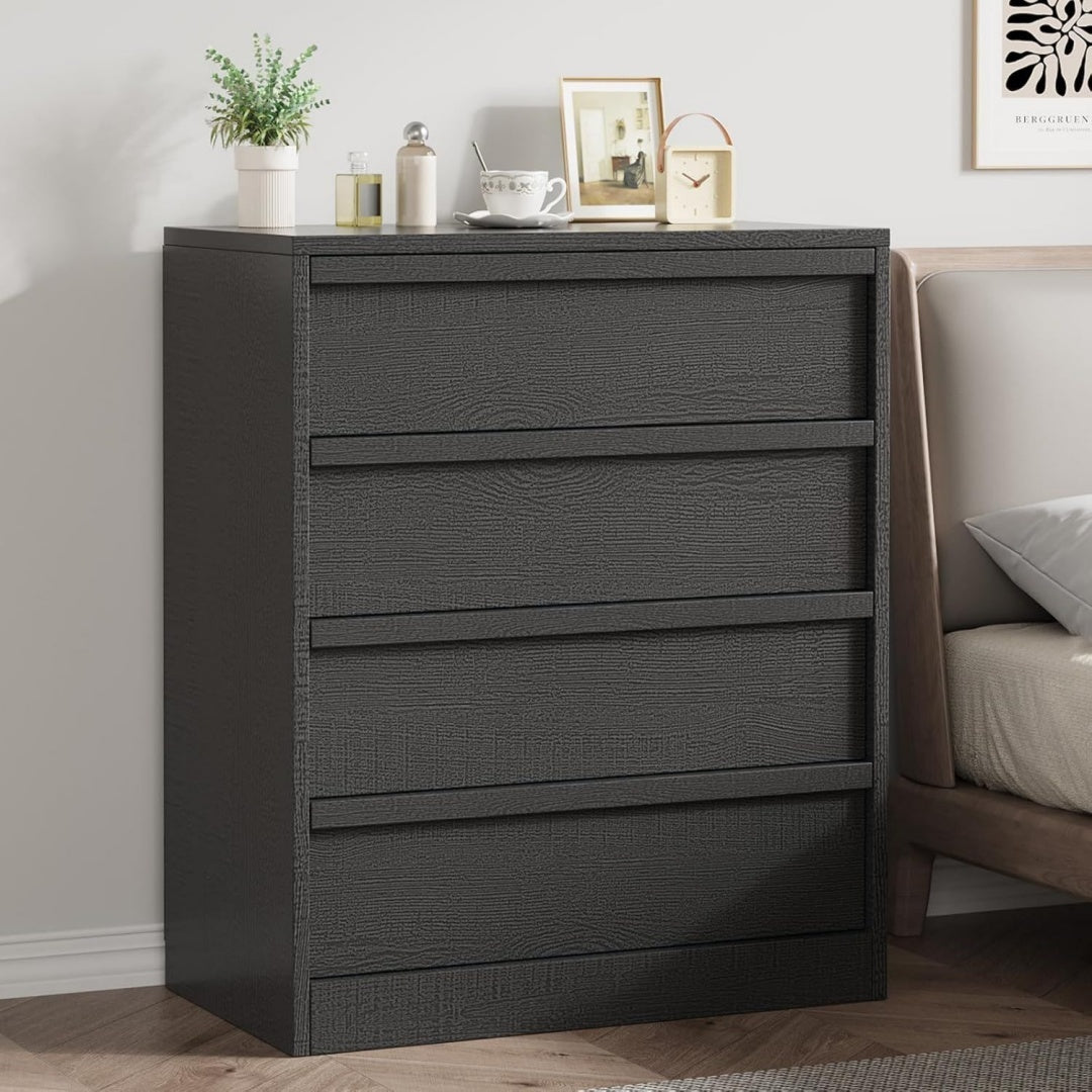 Commode gris fonce finition tissu 75 x 40 x 101 cm