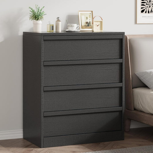 Commode gris fonce finition tissu 75 x 40 x 101 cm