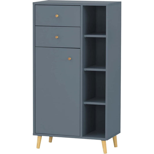 Meuble naturel vaisselier haut gris fonce en bois
