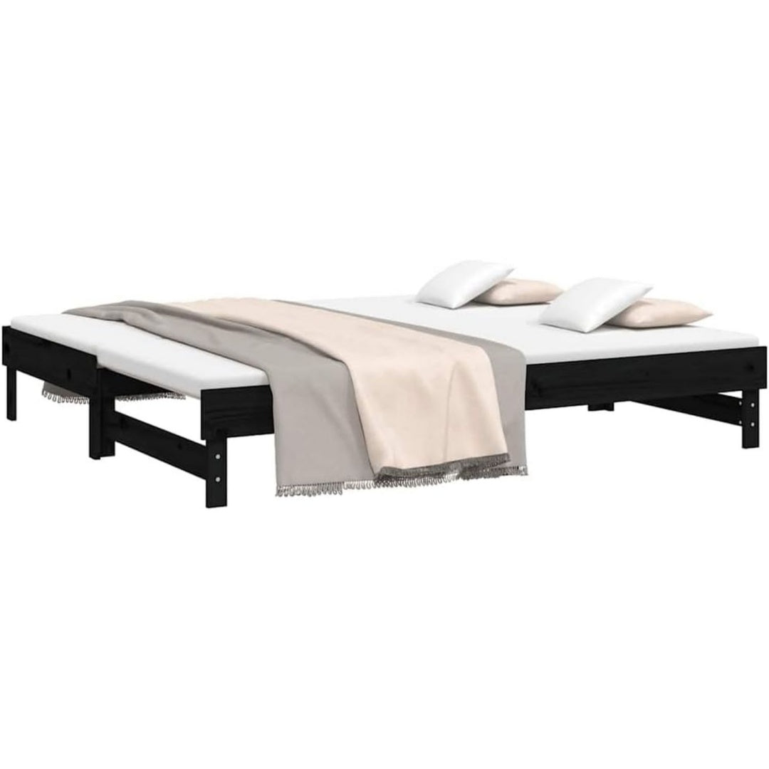 Lit gris en bois massif de pin