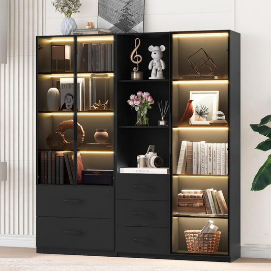 Armoire gris avec eclairage LED pour la cuisine