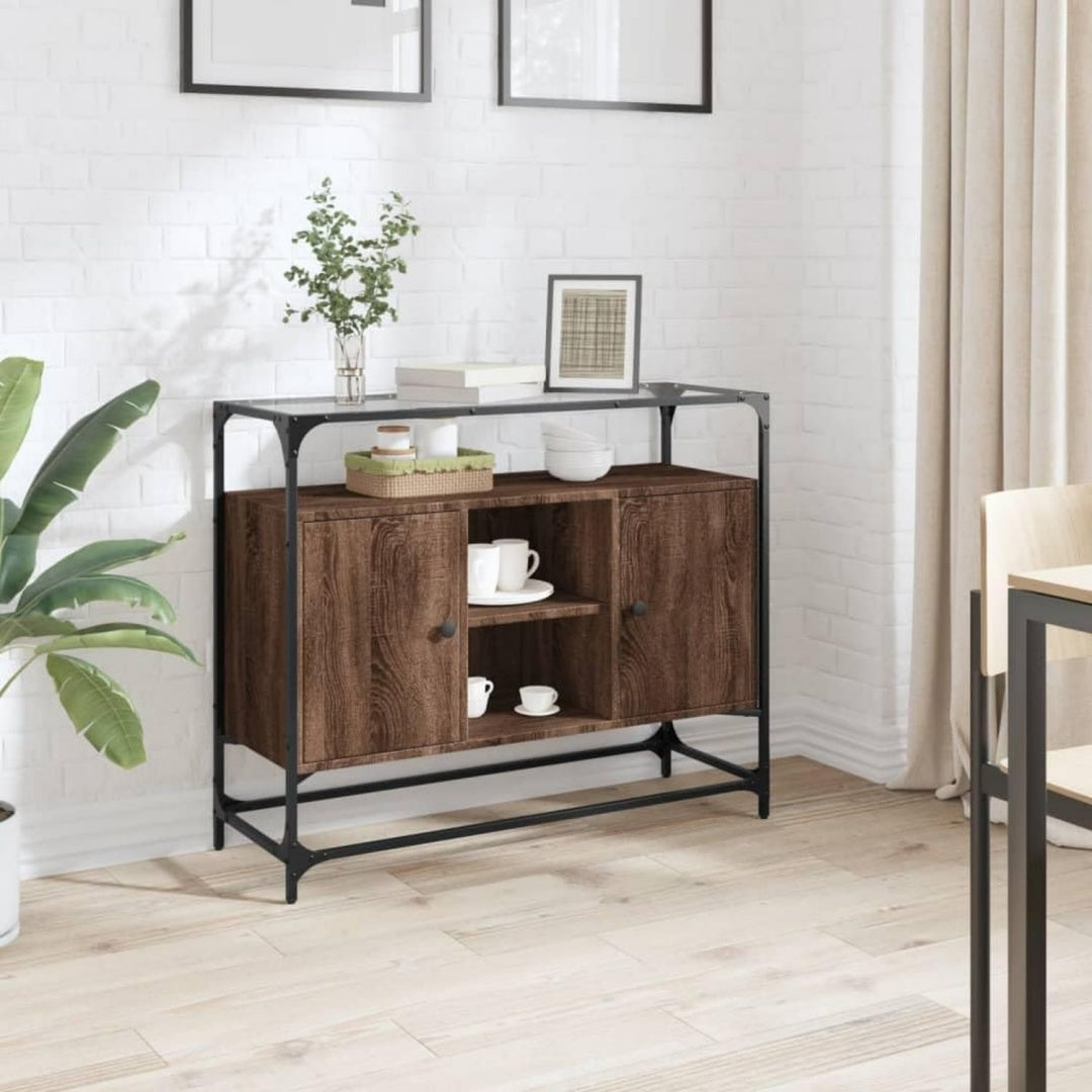 Buffet gris clair classique acier 116 x 36 x 15.5 cm